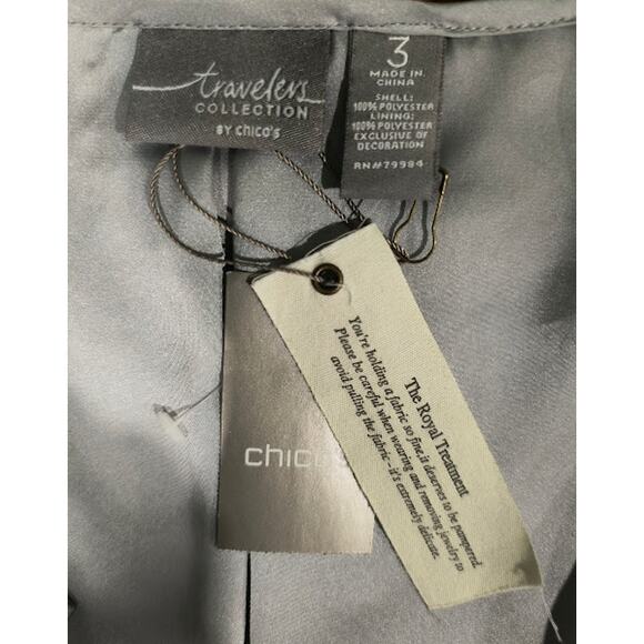 Chico's Travelers Collection Sequined Open Front Jacket, Silver, Sz 3 (16) - Picture 4 of 5